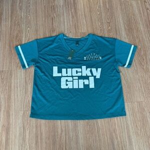 wild fable Teal 'Lucky Girl' Short Sleeve Jersey